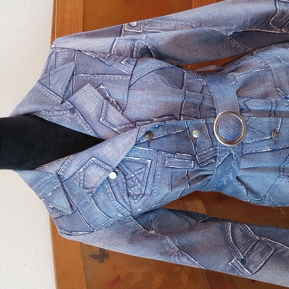 VTG 60’s Belted Patchwork Denim Jacket - Picture 2 of 16